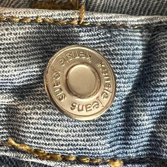 Kensie Blue Patchwork Jeans Women’s Size 6 / 28 Frayed Hem Denim - Picture 12 of 15